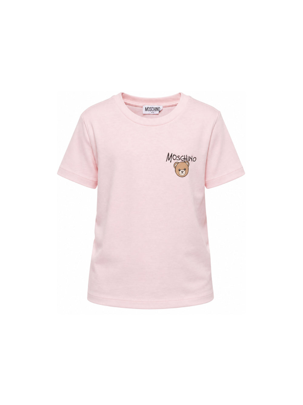 T-shirt per bambino Moschino Kids rosa con stampa logo sul davanti HUM05VLAA34 50209 MOSCHINO KIDS 