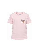 T-shirt per bambino Moschino Kids rosa con stampa logo sul davanti HUM05VLAA34 50209 MOSCHINO KIDS 