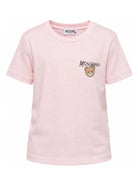 T-shirt per bambino Moschino Kids rosa con stampa logo sul davanti HUM05VLAA34 50209 MOSCHINO KIDS 