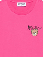 T-shirt per bambino Moschino Kids fucsia con stampa logo sul davanti HUM05VLAA34 51450 MOSCHINO KIDS 