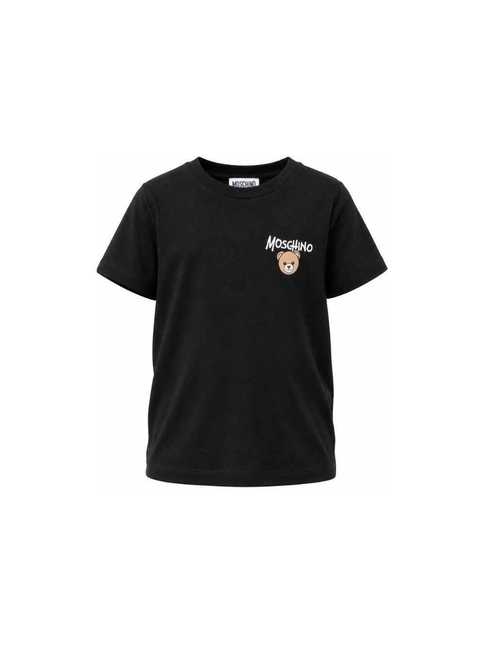 T-shirt per bambino Moschino Kids nera con stampa logo sul davanti HUM05VLAA34 60100 MOSCHINO KIDS 