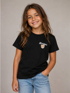 T-shirt per bambino Moschino Kids nera con stampa logo sul davanti HUM05VLAA34 60100 MOSCHINO KIDS 