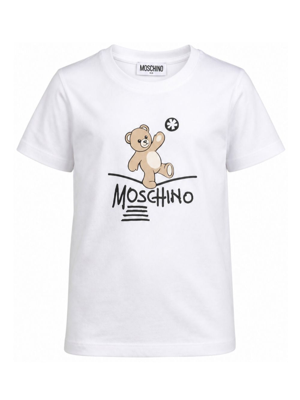 T-shirt per bambini Moschino Kids bianca con motivo Teddy Bear HUM05XLAA20 10101 MOSCHINO KIDS 