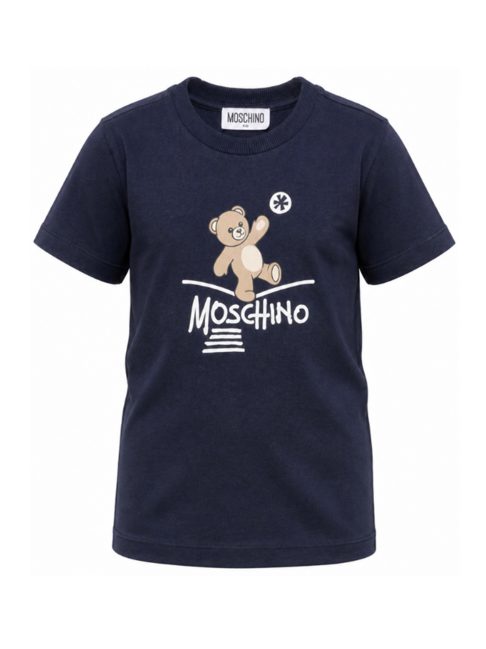 T-shirt per bambini Moschino Kids blu con motivo Teddy Bear HUM05XLAA20 40016 MOSCHINO KIDS 