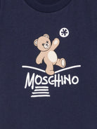 T-shirt per bambini Moschino Kids blu con motivo Teddy Bear HUM05XLAA20 40016 MOSCHINO KIDS 