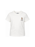 T-shirt per bambini Moschino Kids bianca con Teddy ricamato sul davanti HUM05YLAA59 10063 MOSCHINO KIDS 