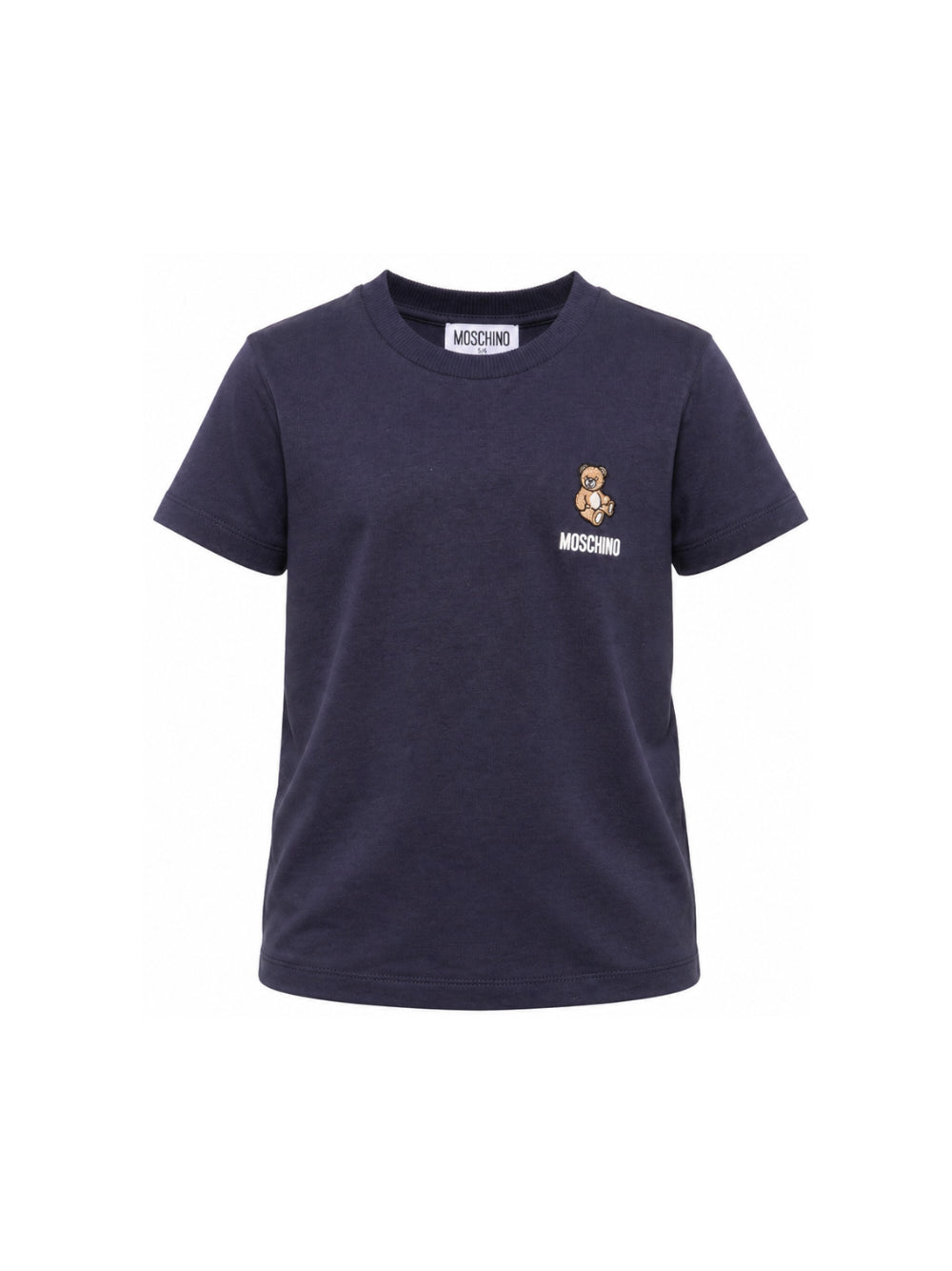 T-shirt per bambini Moschino Kids blu navy con patch orsetto applicata HUM05YLAA59 40016 MOSCHINO KIDS 