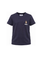 T-shirt per bambini Moschino Kids blu navy con patch orsetto applicata HUM05YLAA59 40016 MOSCHINO KIDS 