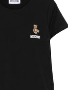 T-shirt per bambini Moschino Kids nera con patch orsetto appplicata HUM05YLAA59 60100 MOSCHINO KIDS 