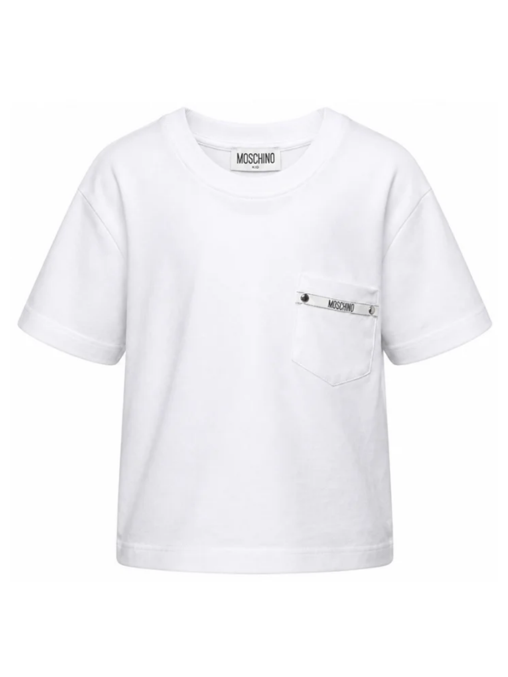 T-shirt per bambino Moschino Kids bianca con taschino sul petto HUM060LAA57 10101 MOSCHINO KIDS 