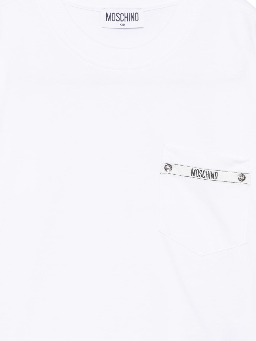T-shirt per bambino Moschino Kids bianca con taschino sul petto HUM060LAA57 10101 MOSCHINO KIDS 