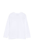 T-shirt per bambino Moschino Kids bianca con nastro logo HUO012LAA57 10101 MOSCHINO KIDS 