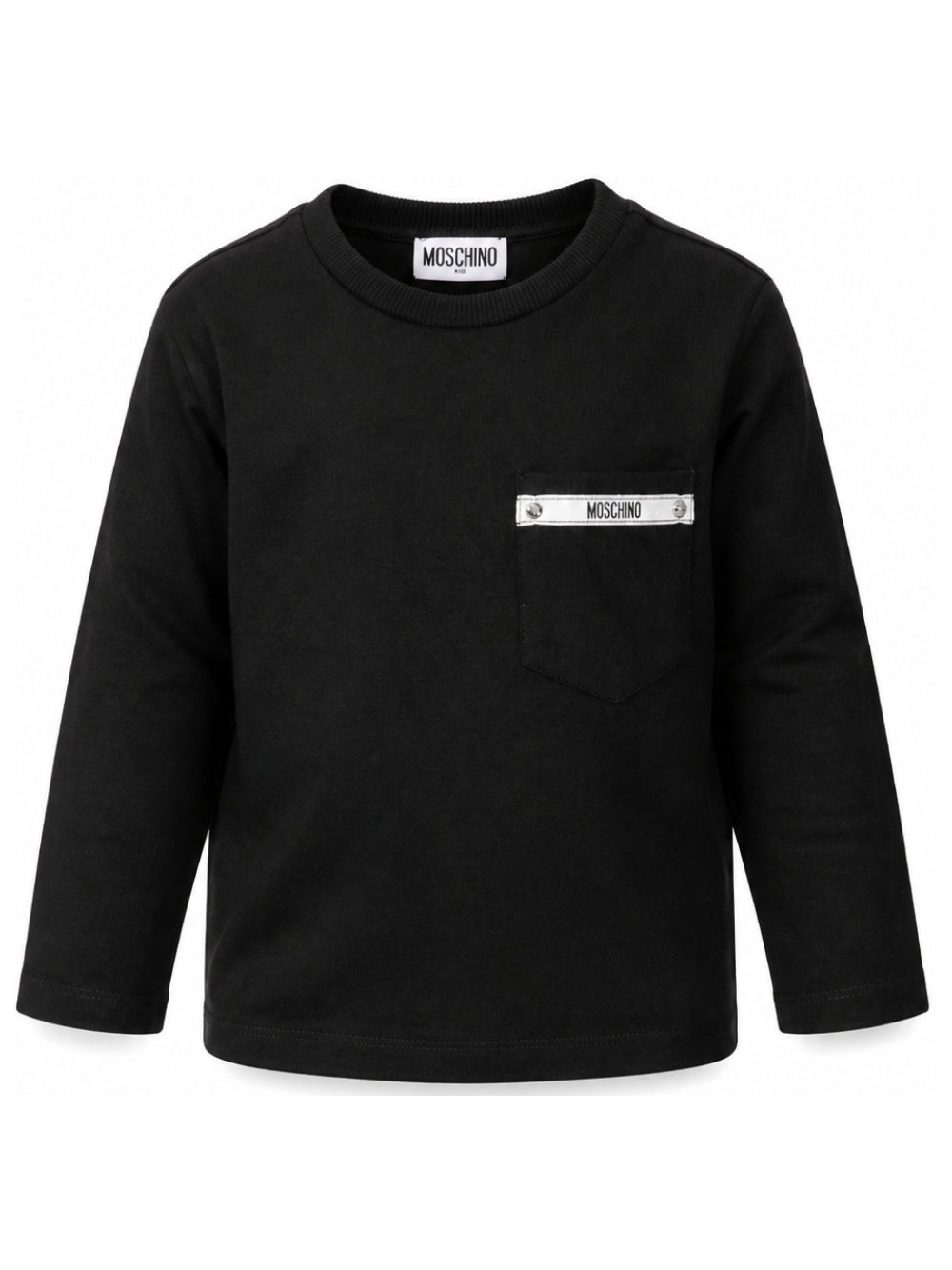 T-shirt per bambino Moschino Kids nera con logo sul petto HUO012LAA57 60100 MOSCHINO KIDS 