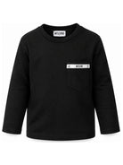 T-shirt per bambino Moschino Kids nera con logo sul petto HUO012LAA57 60100 MOSCHINO KIDS 