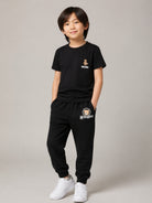 Pantatuta per bambino Moschino Kids nero con patch orsetto applicata HUP09DLCA83 60100 MOSCHINO KIDS 