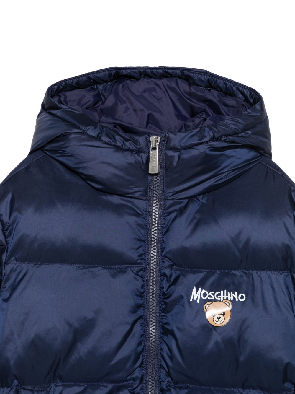 Giubbino per bambini Moschino Kids blu navy con stampa logo sul davanti HUS05PL3AC3 40016 MOSCHINO KIDS 