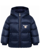 Giubbino per bambini Moschino Kids blu navy con stampa logo sul davanti HUS05PL3AC3 40016 MOSCHINO KIDS 
