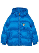 Giubbino per bambino Moschino Kids blu con stampa logo sul davanti HUS05PL3AC3 40157 MOSCHINO KIDS 