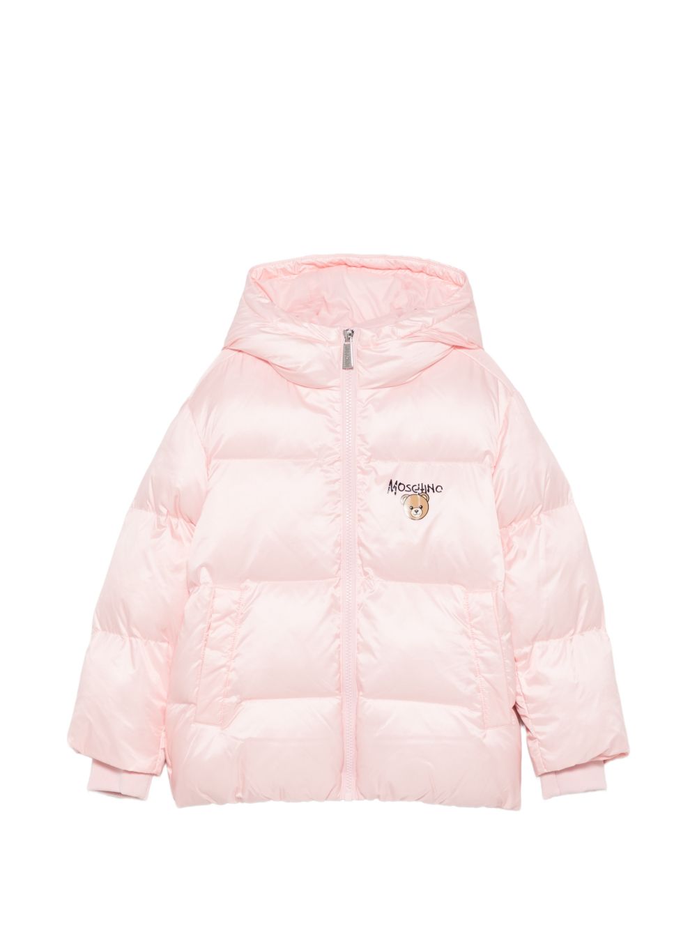 Giubbino per bambina Moschino Kids rosa con stampa logo sul davanti HUS05PL3AC3 50209 MOSCHINO KIDS 