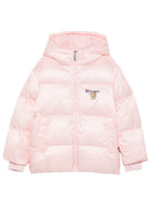 Giubbino per bambina Moschino Kids rosa con stampa logo sul davanti HUS05PL3AC3 50209 MOSCHINO KIDS 