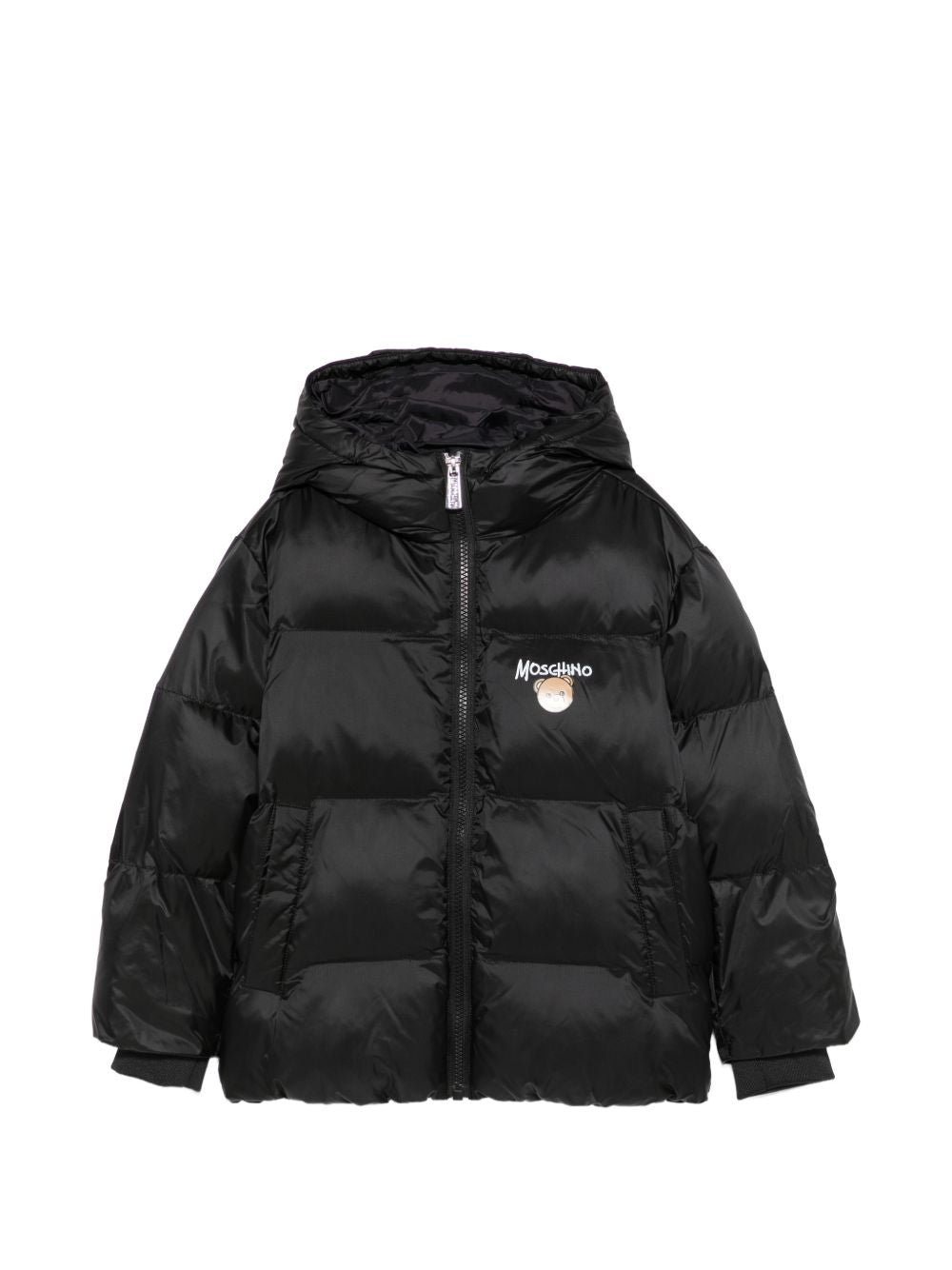 Giubbino per bambino Moschino Kids nero con stampa logo sul davanti HUS05PL3AC3 60100 MOSCHINO KIDS 
