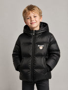 Giubbino per bambino Moschino Kids nero con stampa logo sul davanti HUS05PL3AC3 60100 MOSCHINO KIDS 