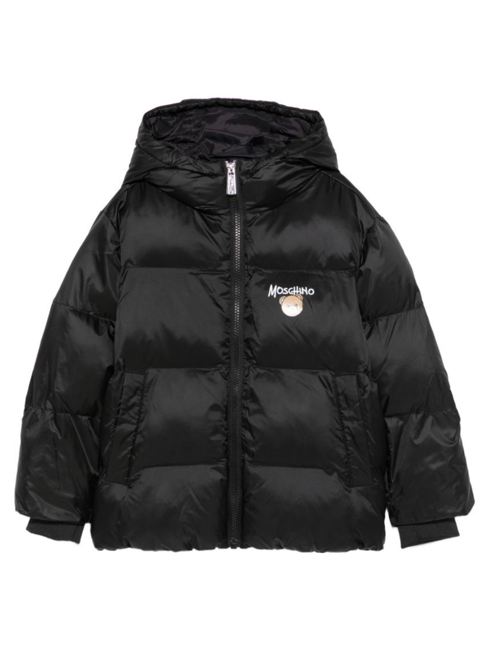 Giubbino per bambino Moschino Kids nero con stampa logo sul davanti HUS05PL3AC3 60100 MOSCHINO KIDS 