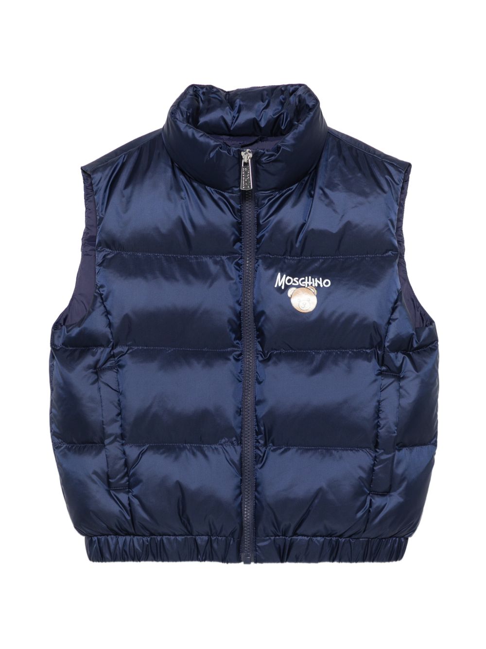 Smanicato imbottito per bambino Moschino Kids blu navy con stampa logo sul davanti HUS05QL3AC3 40016 MOSCHINO KIDS 