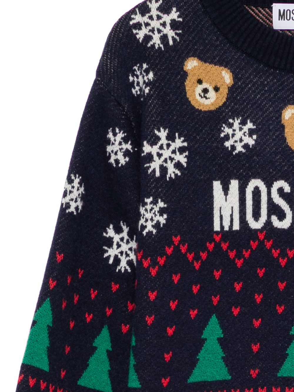 Maglione per bambino Moschino Kids blu  con applicazione orsacchiotto HUW01CLHE82 40016 MOSCHINO KIDS 
