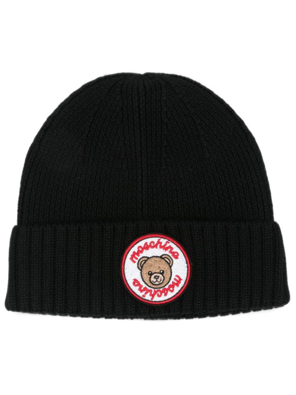 Berretto per bambini Moschino Kids nero con ricamo Teddy Bear HUX02RLHE87 60100 MOSCHINO KIDS 
