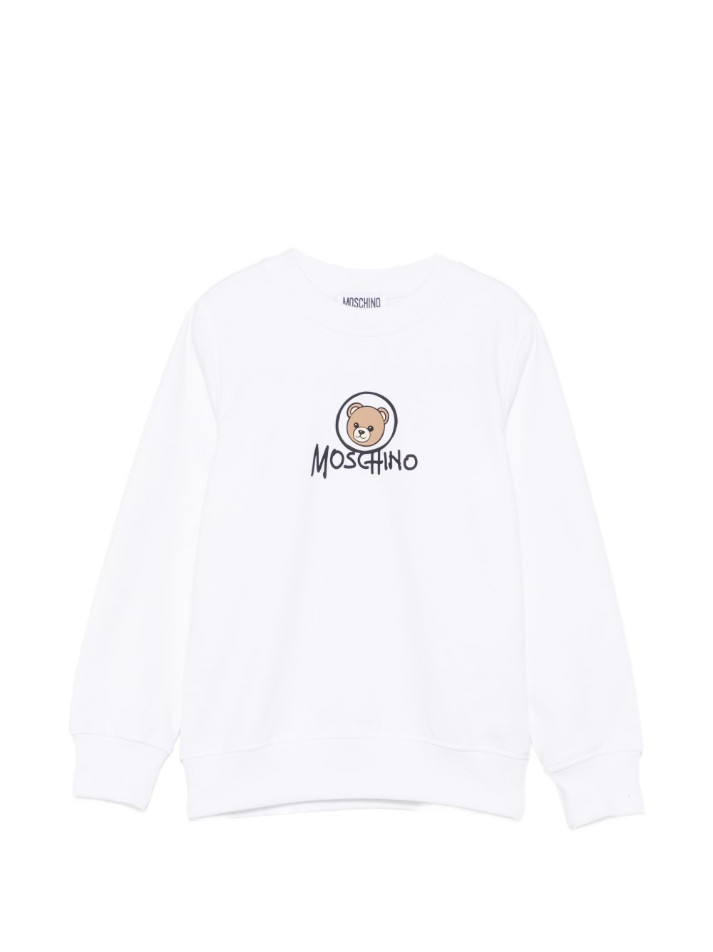 Felpa per bambino Moschino Kids bianco con stampa orsetto sul davanti HXF08VLCA83 10101 MOSCHINO KIDS 