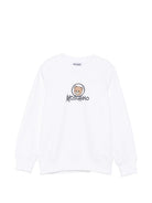 Felpa per bambino Moschino Kids bianco con stampa orsetto sul davanti HXF08VLCA83 10101 MOSCHINO KIDS 