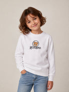 Felpa per bambino Moschino Kids bianco con stampa orsetto sul davanti HXF08VLCA83 10101 MOSCHINO KIDS 