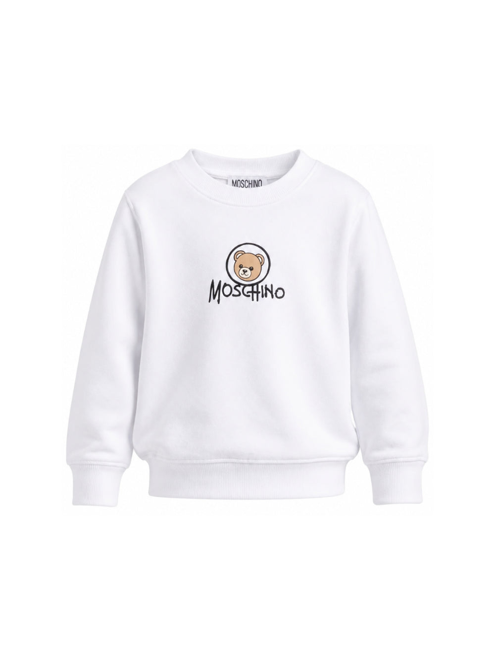 Felpa per bambino Moschino Kids bianco con stampa orsetto sul davanti HXF08VLCA83 10101 MOSCHINO KIDS 