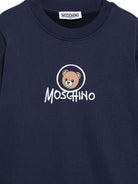 Felpa per bambini Moschino Kids blu navy con stampa orsetto sul davanti HXF08VLCA83 40016 MOSCHINO KIDS 