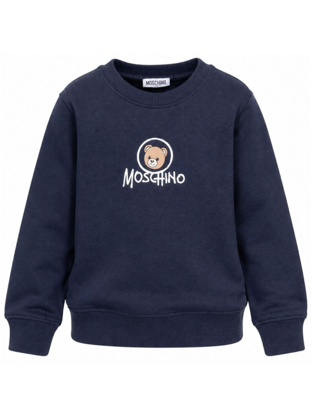 Felpa per bambini Moschino Kids blu navy con stampa orsetto sul davanti HXF08VLCA83 40016 MOSCHINO KIDS 