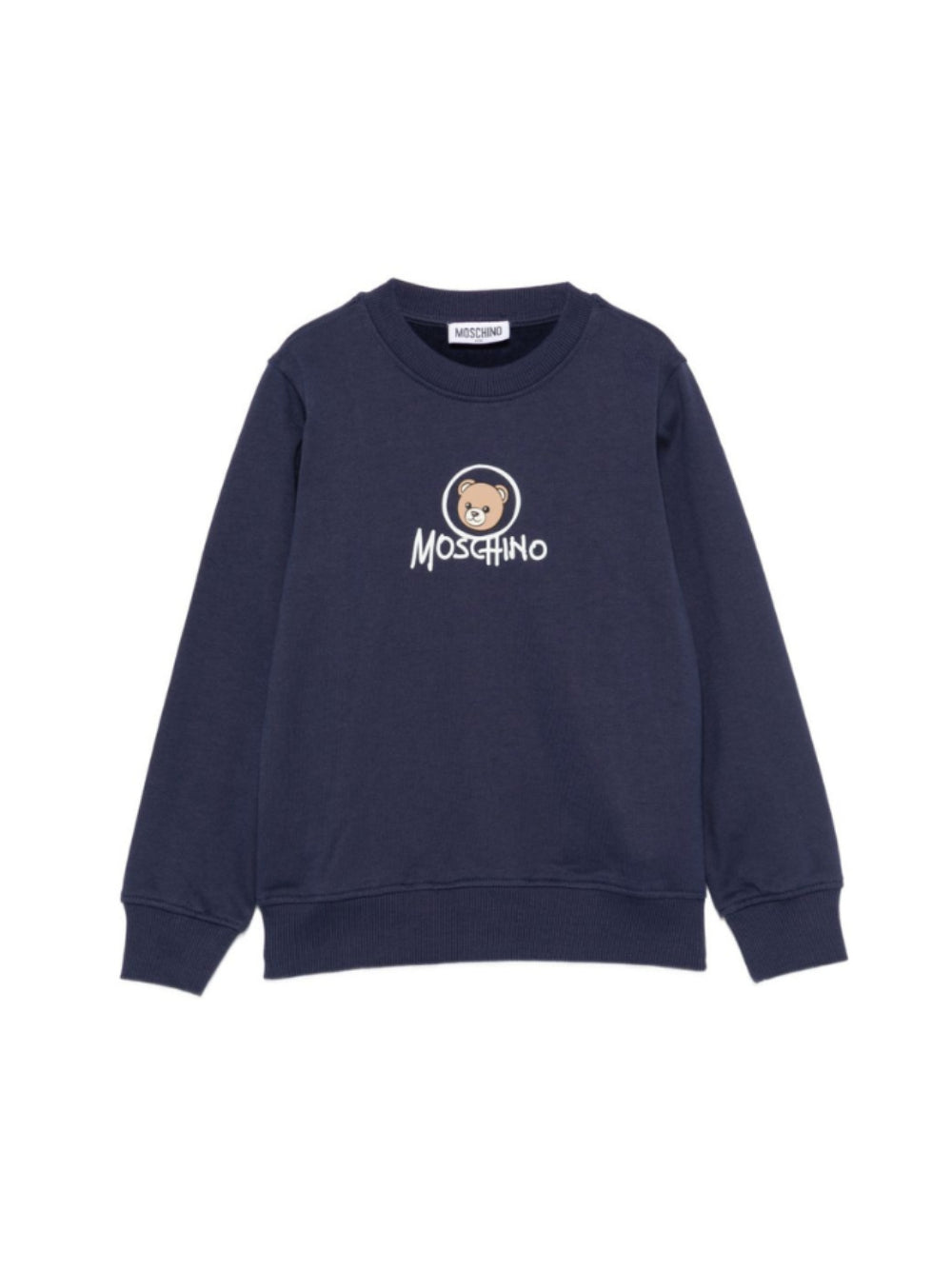 Felpa per bambini Moschino Kids blu navy con stampa orsetto sul davanti HXF08VLCA83 40016 MOSCHINO KIDS 