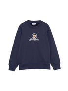 Felpa per bambini Moschino Kids blu navy con stampa orsetto sul davanti HXF08VLCA83 40016 MOSCHINO KIDS 