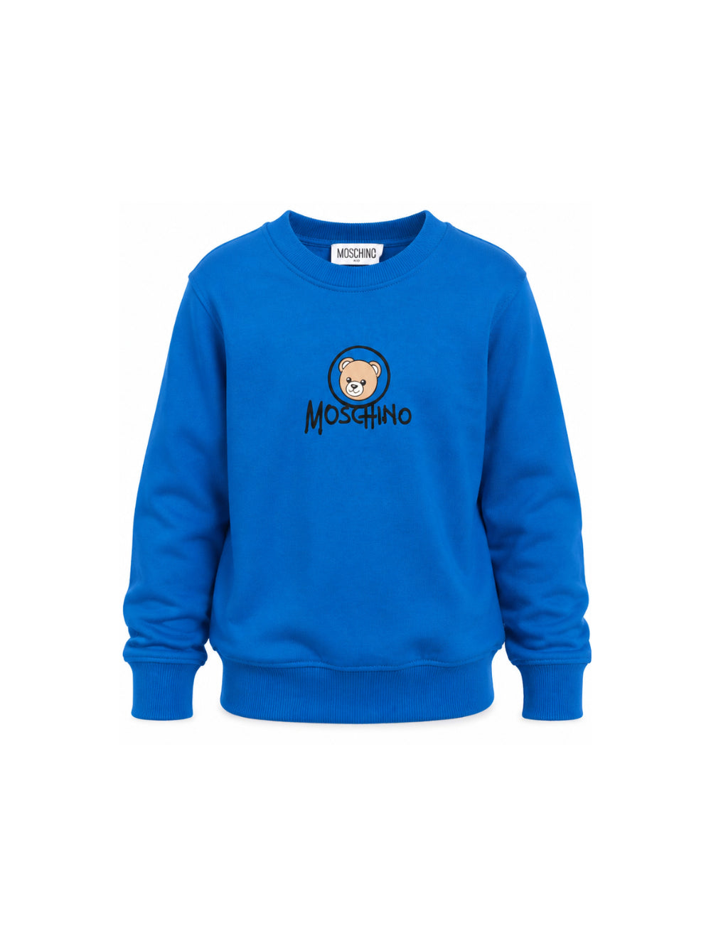 Felpa per bambini Moschino Kids blu con stampa orsetto sul davanti HXF08VLCA83 40157 MOSCHINO KIDS 