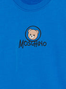 Felpa per bambini Moschino Kids blu con stampa orsetto sul davanti HXF08VLCA83 40157 MOSCHINO KIDS 