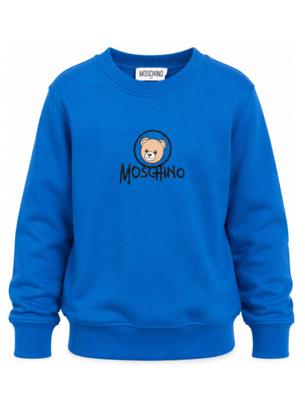 Felpa per bambini Moschino Kids blu con stampa orsetto sul davanti HXF08VLCA83 40157 MOSCHINO KIDS 