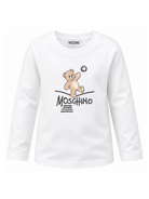 T-shirt per bambini Moschino Kids bianca con motivo Teddy Bear HZO00JLAA20 10101 MOSCHINO KIDS 