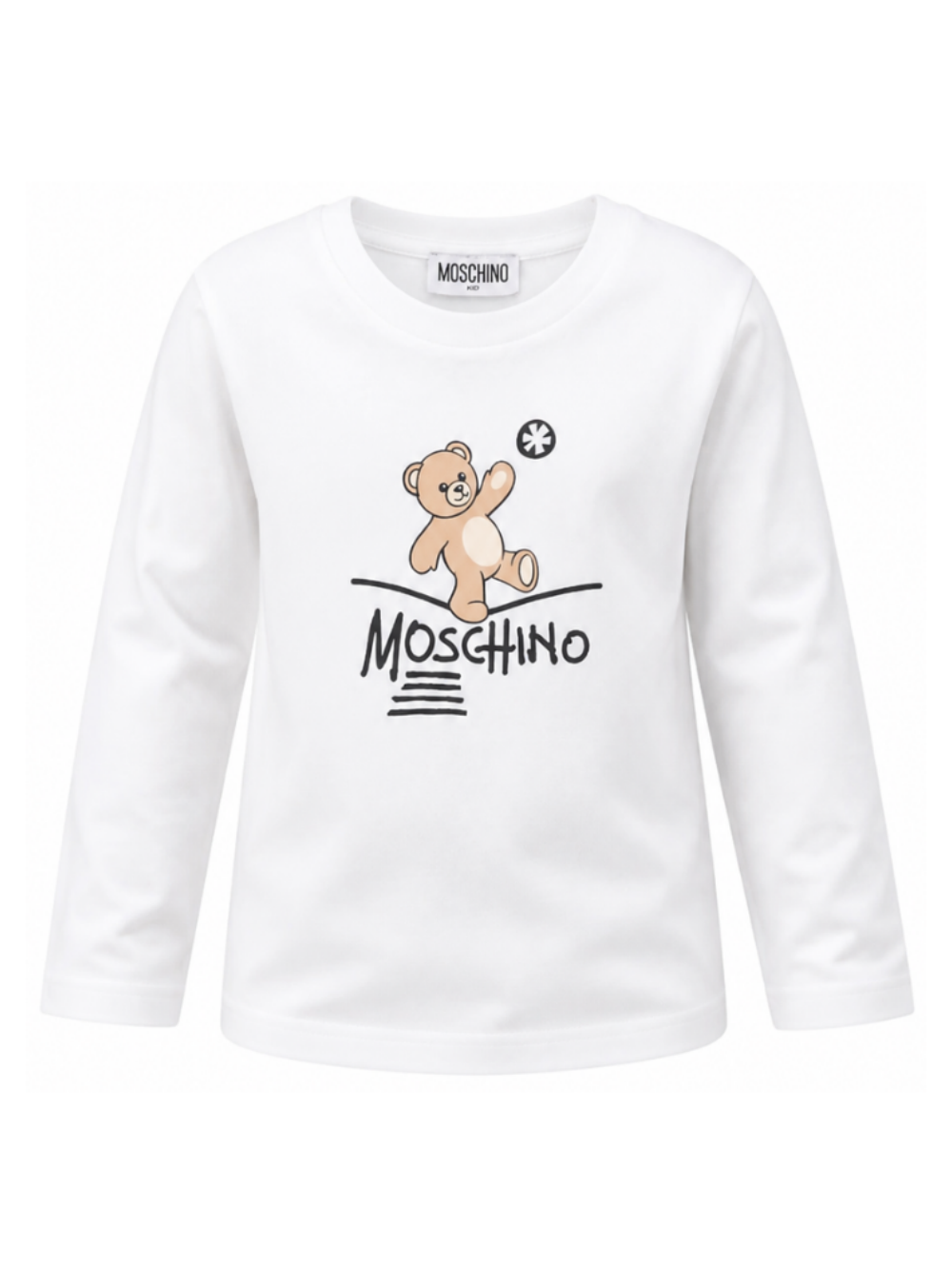 T-shirt per bambini Moschino Kids bianca con motivo Teddy Bear HZO00JLAA20 10101 MOSCHINO KIDS 