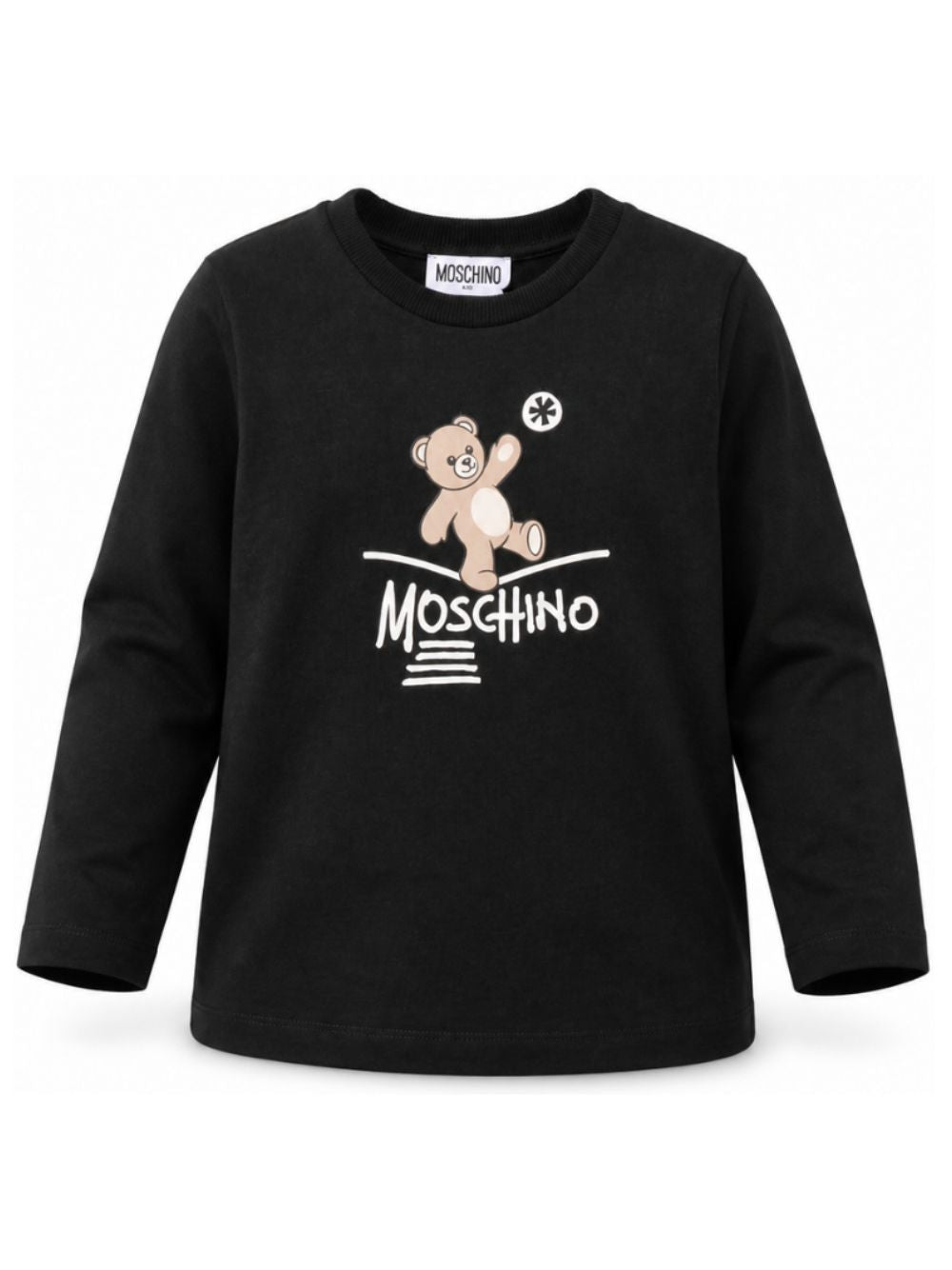 T-shirt per bambini Moschino Kids nera con motivo Teddy Bear HZO00JLAA20 60100 MOSCHINO KIDS 