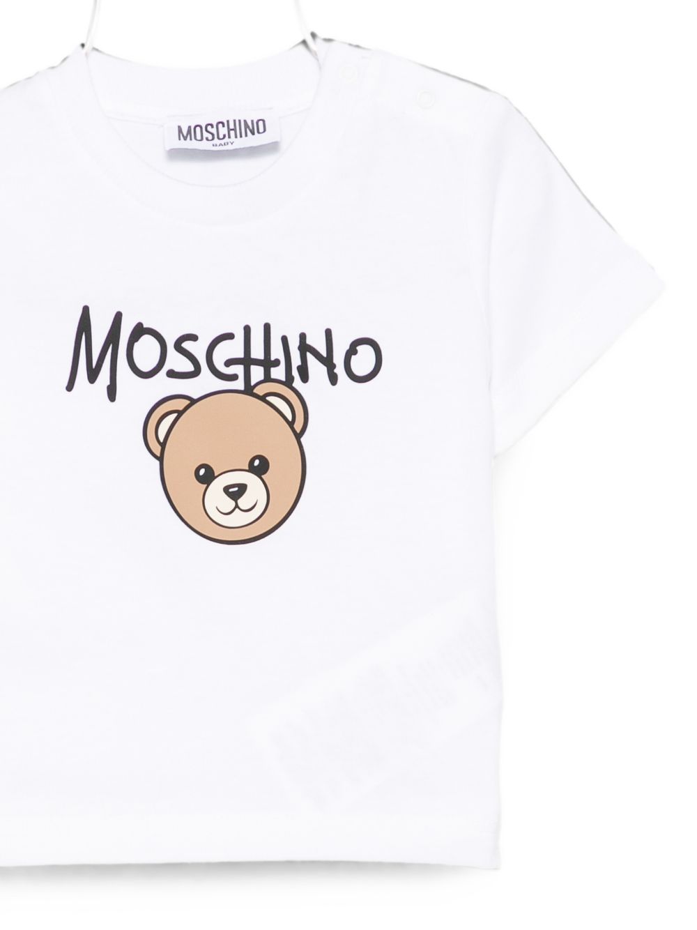 T-shirt per bambini Moschino Kids bianca con stampa orsetto sul davanti M6M047LAA34 10101 MOSCHINO KIDS 