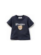 T-shirt per neonato Moschino Kids blu con stampa Teddy Bear sul davanti M6M047LAA34 40016 MOSCHINO KIDS 