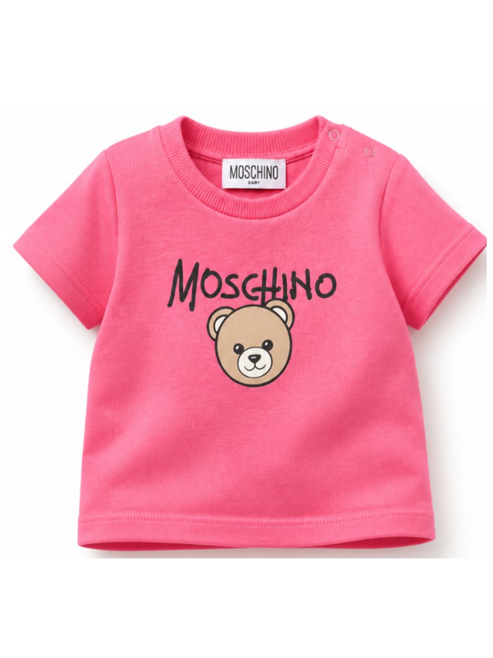 T-shirt per neonata Moschino Kids fucsia con stampa Teddy Bear sul davanti M6M047LAA34 51450 MOSCHINO KIDS 