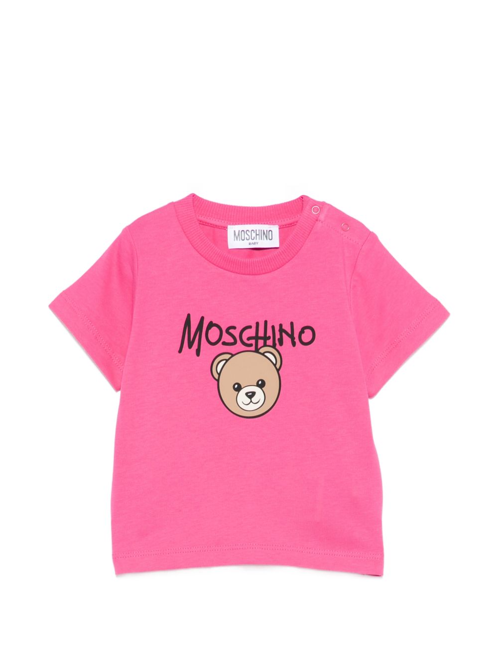 T-shirt per neonata Moschino Kids fucsia con stampa Teddy Bear sul davanti M6M047LAA34 51450 MOSCHINO KIDS 
