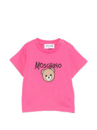 T-shirt per neonata Moschino Kids fucsia con stampa Teddy Bear sul davanti M6M047LAA34 51450 MOSCHINO KIDS 