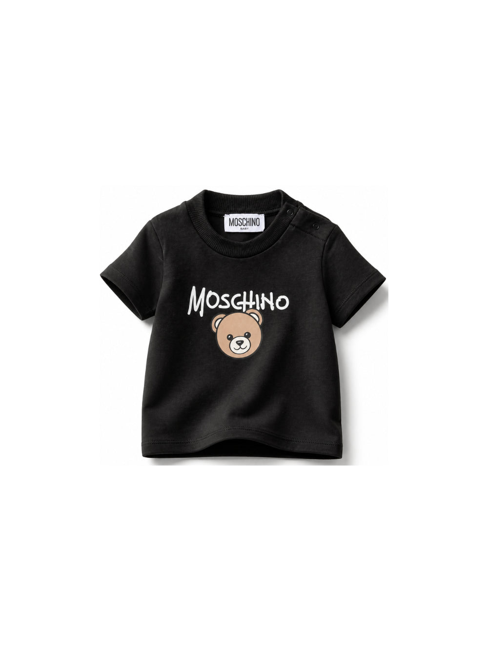 T-shirt per neonati Moschino Kids nera con stampa Teddy Bear sul davanti M6M047LAA34 60100 MOSCHINO KIDS 